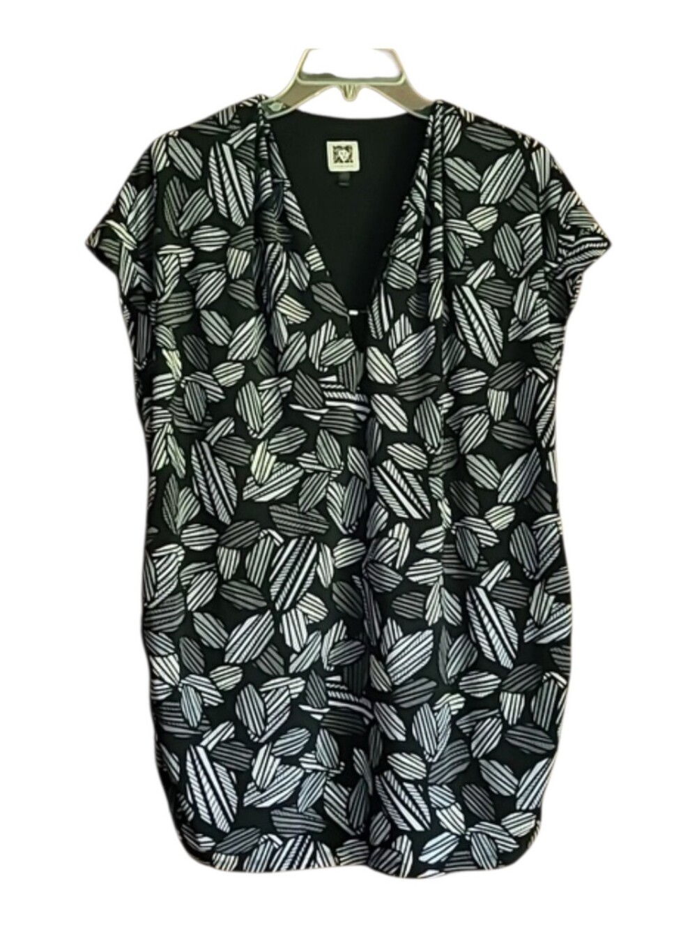 Anne Klein blouse leaf print 2X ruching lower side seams boho lagencore office
